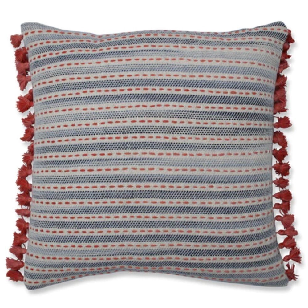 Pillow Perfect Ombre Coastal Stripe Blue/Coral 16 Inch Throw Pillow